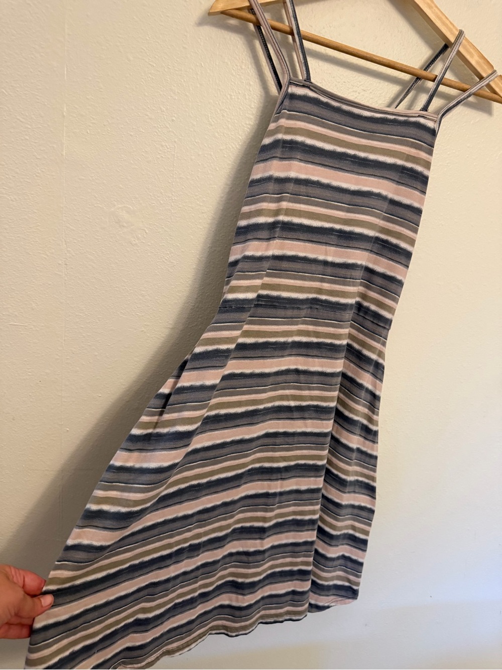Pact Striped Mini Dress in Blue and Cream with Taupe - Picture 2 of 8